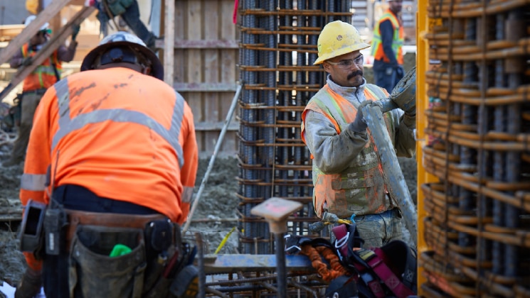 Construction workers on site