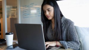 Woman at a computer